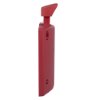 Side view of the red doorsense showing its shape and features from one angle