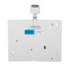 Back view of the white doorsense showing the mounting plate with labels and a small white sensor attachment at the top