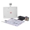 white doorsense kit contents including main white unit, mounting parts, batteries, screws, and instruction sheet