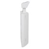 Side view of a white doorsense device showing its slim profile and top lever in white finish