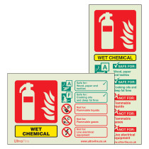 Image showing Cswcrl Cswcrp Wet Chemical Fire Extinguisher Signs Group with fire extinguisher symbol and safety information