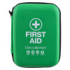 Green Decakit1 Deca Med Outdoor First Aid Kit shown from the front with white text and black zip around edge