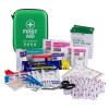 Image showing the Decakit1 Deca Med Outdoor First Aid Kit with full kit contents including bandages, swabs, scissors, and a guide to basic first aid