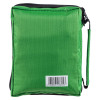Back view of the Decakit2 Deca Med Family And Home First Aid Kit in green fabric with a barcode label