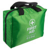 Green Decakit3 Deca Med Large First Aid Kit with black handles shown in an angled shot