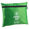 Green zippered pouch of Decakit4 Deca Med Small First Aid Kit angled against a white background