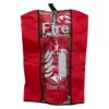 Red fire extinguisher cover showing the front with a water mist graphic on clear protective panel