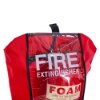 medium extinguisher cover with a clear panel showing part of a fire extinguisher label inside