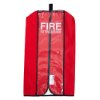 Front view of a medium extinguisher cover in red with clear panels and fire extinguisher text visible