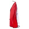 Side view of a medium extinguisher cover showing red fabric with a clear plastic section and fastening straps