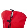 Red medium extinguisher cover with a black velcro fastening partially open showing a clear window panel
