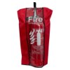 fire extinguisher cover in red with clear front panel showing a water extinguisher inside