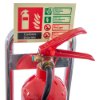 ultrafire single chrome fire extinguisher stand showing top with co2 extinguisher and safety sign