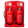 double fire entinguisher stand holding two red P50 water mist extinguishers viewed from the front