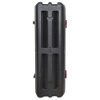 Back view of the single extinguisher cabinet showing its black exterior and locking mechanism