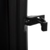 Close-up view of the clasp on a single extinguisher cabinet showing the locking mechanism and hinge detail