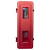 Single extinguisher cabinet shown from the front with extinguisher visible inside through two small windows