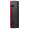 Side view of single extinguisher cabinet showing its slim profile and red edging against black body