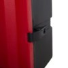 Close up of the closing clasp on the double extinguisher showing the latch detail