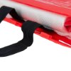 ultrafire fire blanket showing closeup of open folded material with black strap and part of the red container