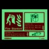 fire blanket id sign landscape showing safety instructions and symbols in a dark setting