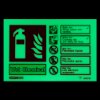 Wet chemical id sign landscape glowing in the dark showing fire extinguisher safety instructions