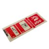 angled view of a fire blanket id sign portrait showing safety instructions and red and white colours
