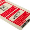 Close up of fire blanket id sign portrait showing safety instructions and illustrations in red and black