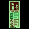 foam potrait id sign glow showing fire extinguisher symbol and safety instructions in the dark