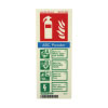 portrait sign showing the types of fire a powder extinguisher can be used on
