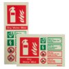 pair of jszp6034id dry water mist extinguisher signs showing symbols and safety instructions