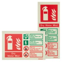 Front view of jszp6033m dry water mist extinguisher signs showing safety and usage information