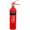 a front image of a refurbished 2kg co2 fire extinguisher with no horn