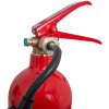 a close up image of the handle / trigger of a 2kg refurbished co2 fire extinguisher