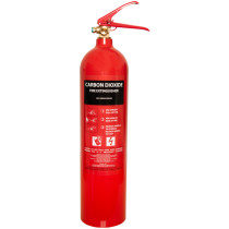 a front image of the refurbished 5kg co2 fire extinguisher with no hose or horn 