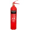 Front view of a refurbished 5kg co2 fire extinguisher showing the label and red body