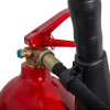 a close up image of the handle with the hose and horn attached at the top of the extinguisher