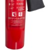 close up of the horn and label on a refurbished 5kg co2 fire extinguisher