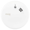 Front view of kidde firex mains powered optical smoke alarm alkaline battery backup in white with sensor and vent details