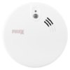 Front view of kidde firex mains powered optical smoke alarm alkaline battery backup in white with sensor and vent details