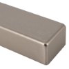 Closeup of the satin nickel cover of the rutland overhead door closer showing its smooth metal surface
