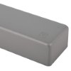 Closeup of the silver cover part of the rutland overhead door closer showing texture and logo embossed