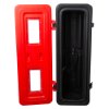 thomas glover fire extinguisher cabinet shown open with red door and black interior storage area
