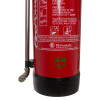 Close-up of the bottom part of Tgffwc6 Thomas Glover Fluorine Free 6Ltr Wet Chemical Fire Extinguisher showing label and hose connection