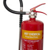 Close-up of the top part of the Tgffwc6 Thomas Glover Fluorine Free 6Ltr Wet Chemical Fire Extinguisher showing the handle, gauge, and hose