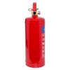 Side view of a red powerx 3kg powder extinguisher showing the handle and nozzle components