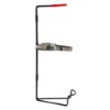 Side view of thomas glover powerx 3kg powder extinguisher bracket showing the metal frame and red handle grip