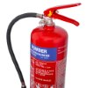 Top view of the powerx 4kg powder extinguisher showing the red handle and pressure gauge