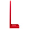 Side view of the ultrafire single premium stand in red showing its flat base and upright back panel