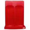Front view of the ultrafire double premium stand in red showing its two vertical sections and base tray